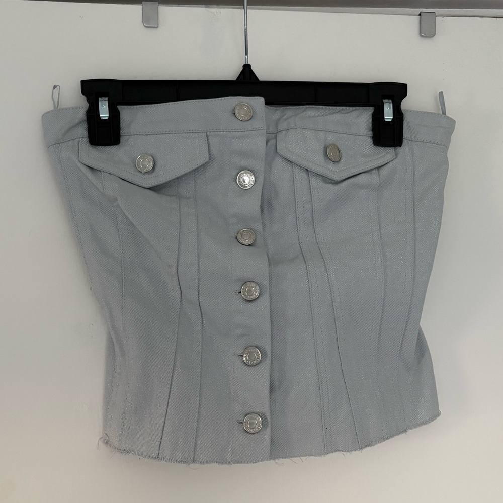 NWT Zara women’s silver denim tube top size medium